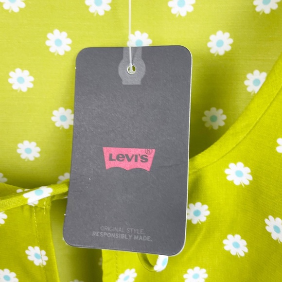 NEW Levi's Embry Tie Front Shirt Green Floral Puff Balloon Sleeve Blouse Size XS - Picture 12 of 13